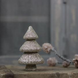 Juletræ med glimmer 9,5 cm champagne , hemmetshjarta.dk