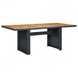 Spisebord til have 200x100x74 cm grå syntetisk rattan og massivt akacietræ , hemmetshjarta.dk