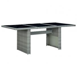 Spisebord til havehærdet glas 200x100x74 cm lysegrå kunstrattan , hemmetshjarta.dk