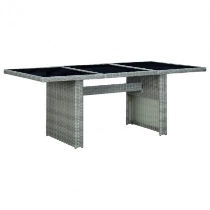 Spisebord til havehrdet glas 200x100x74 cm lysegr kunstrattan , hemmetshjarta.dk