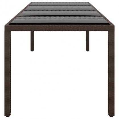 Spisebord til have med glasplade 250x100x75 cm brun kunstrattan , hemmetshjarta.dk