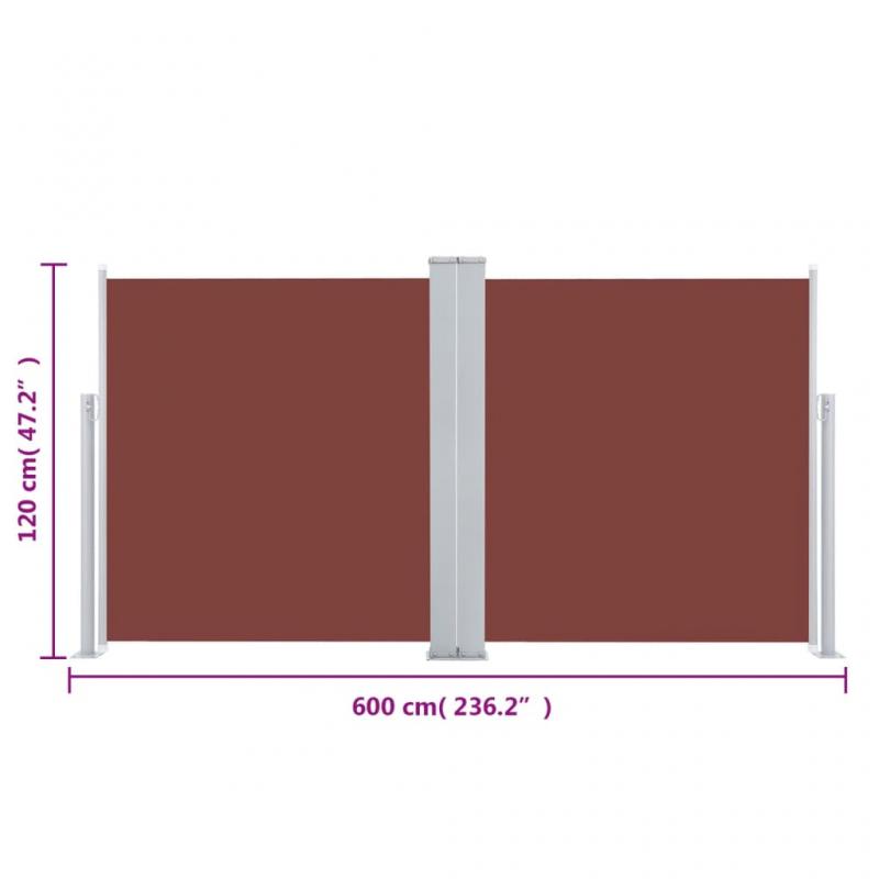 Udtrkkeligt sidemarkise til terrasse brun 120x600 cm dobbelt , hemmetshjarta.dk