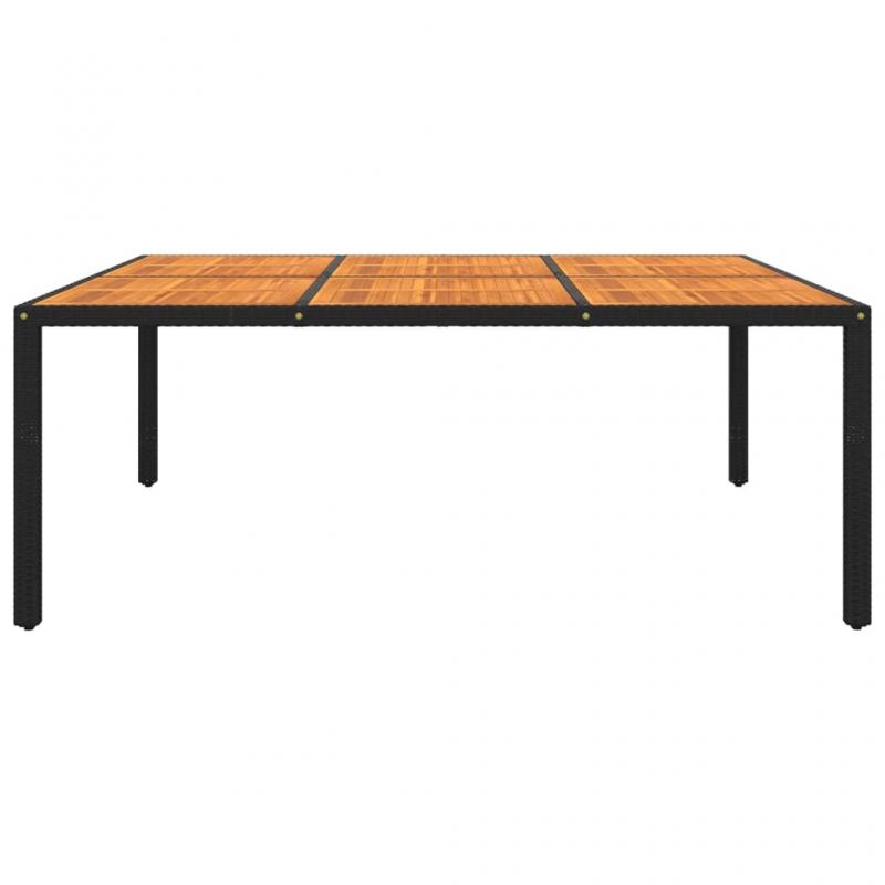 Spisebord til have 200x150x75 cm akacietr og kunstrattan sort , hemmetshjarta.dk
