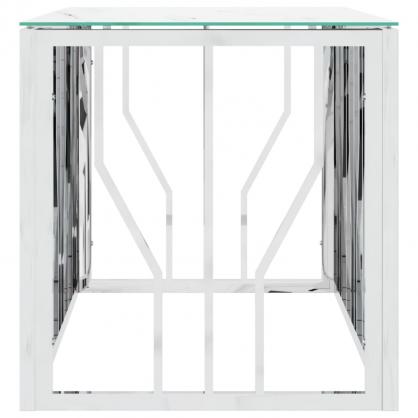 Sofabord rustfrit stl slv og hrdet glas 110x45x45 cm , hemmetshjarta.dk