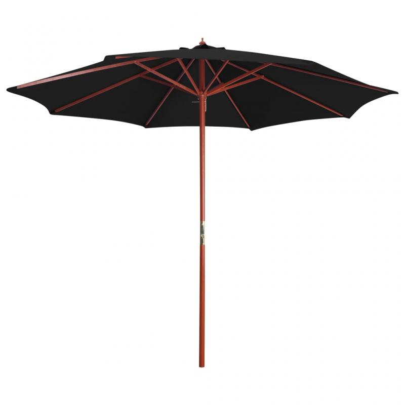 Parasol med trstang 300x258 cm sort , hemmetshjarta.dk
