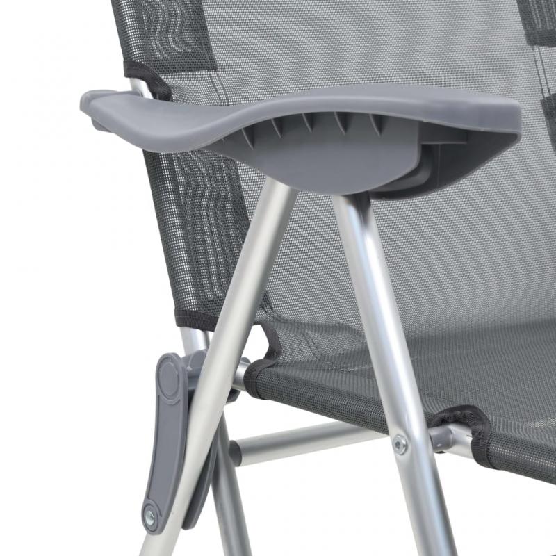 Campingstole foldbare 2 stk med fodsttte tekstil gr , hemmetshjarta.dk