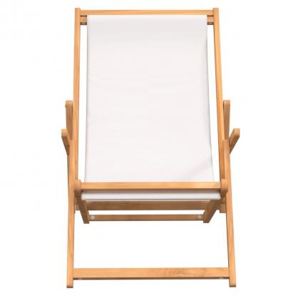 Sammenklappelig strandstol massiv teak creme hvid , hemmetshjarta.dk