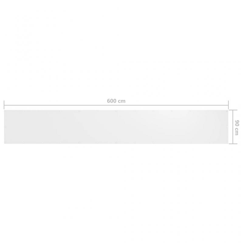 Balkonskrm hvid 90x600 cm oxford stof , hemmetshjarta.dk