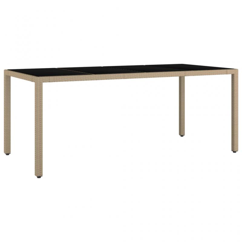 Spisebord til havehrdet glas 190x90x75 cm beige kunstrattan , hemmetshjarta.dk