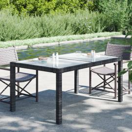 Spisebord til havehærdet glas 150x90x75 cm og kunstrattan sort , hemmetshjarta.dk