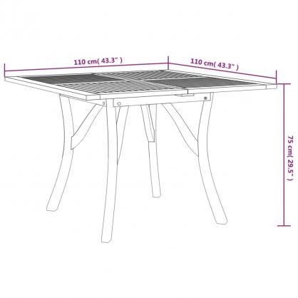 Spisebord til have 110x110x75 cm massivt akacietr , hemmetshjarta.dk