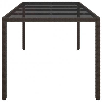 Spisebord til havehrdet glas 250x100x75 cm brun og kunstrattan , hemmetshjarta.dk