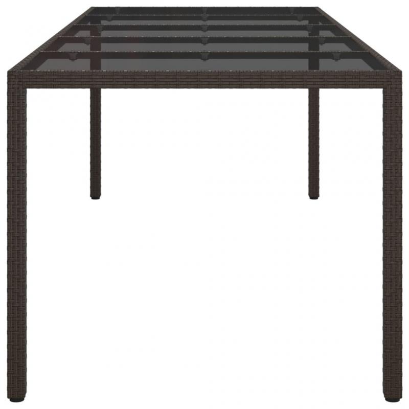 Spisebord til havehrdet glas 250x100x75 cm brun og kunstrattan , hemmetshjarta.dk