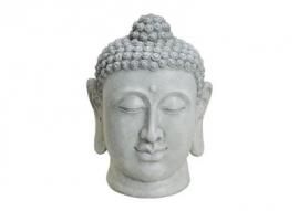 Dekoration Buddha XL grå hoved magnesia (B/H/D) 33x48x33 cm , hemmetshjarta.dk