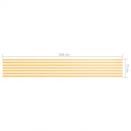 Balkonskrm hvid og gul 75x500 cm oxford stof , hemmetshjarta.dk