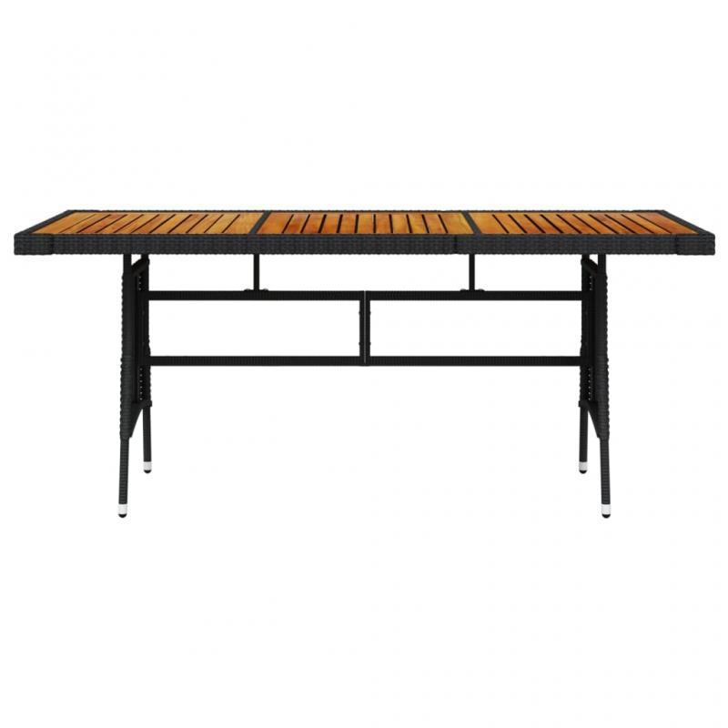 Spisebord til have 160x70x72 cm sort kunstrattan massiv akacie , hemmetshjarta.dk