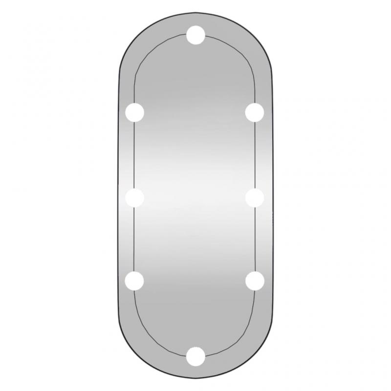 Vgspejl med LED-belysning oval 30x70 cm glas , hemmetshjarta.dk
