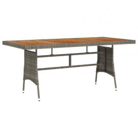 Spisebord til have 160x70x72 cm grå kunstrattan og massiv akacie , hemmetshjarta.dk