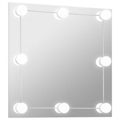 Vgspejl med LED-belysning firkantet 60x60 cm glas , hemmetshjarta.dk