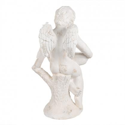Fuglefder Fuglebad Engel Hvid Keramik (B/D/H) 43x43x75 cm , hemmetshjarta.dk