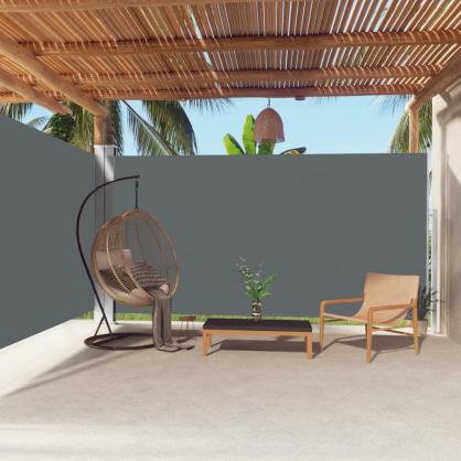 Udtrkkeligt sidemarkise til terrasse antracit 200x600 cm dobbelt , hemmetshjarta.dk