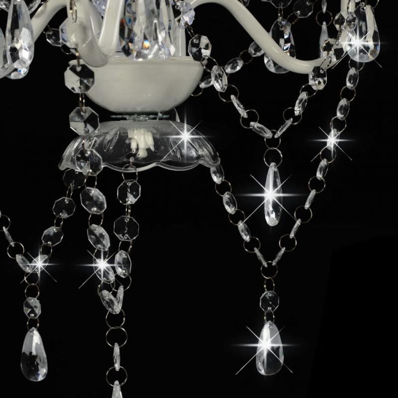 Lysekrone med perler hvid rund 3 x E14 , hemmetshjarta.dk