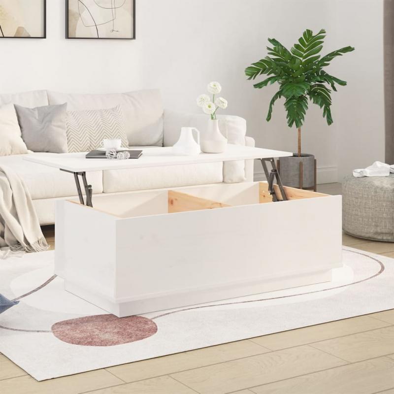 Sofabord 100x50x35 cm hvid massiv fyrretr , hemmetshjarta.dk