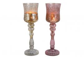 Lanterne fyrfads glas champagne pink 2-pack (B/H/D) 11x38x11cm , hemmetshjarta.dk