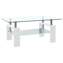 Sofabord 95x55x40 cm hvidt og gennemsigtigt hærdet glas , hemmetshjarta.dk
