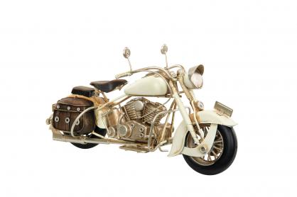A Lot Dekoration - Metaldekoration Motorcykel Creme Metal 28x11x14cm , hemmetshjarta.dk