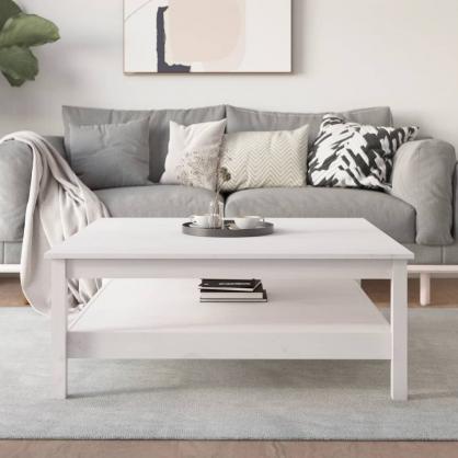 Sofabord 100x100x40 cm hvid massiv fyrretr , hemmetshjarta.dk
