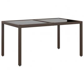 Spisebord til havehærdet glas 150x90x75 cm og syntetisk rattan brun , hemmetshjarta.dk