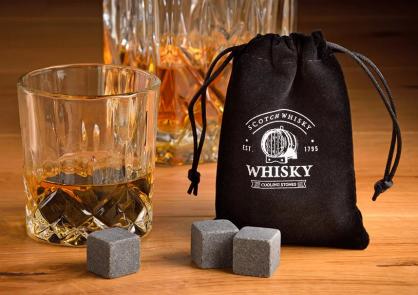 Luksus whiskyst trkasse 6 basaltsten 1 pose 1 glas (B/H/D) 18x10x16cm , hemmetshjarta.dk