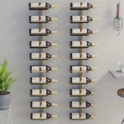 Vgmonteret vinreol til 20 flasker guld metal , hemmetshjarta.dk