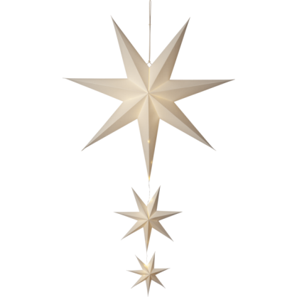 Star Trading - Papirstjerner 3-stjernet CASSIE Batteridrevet 60 lys 130 cm , hemmetshjarta.dk
