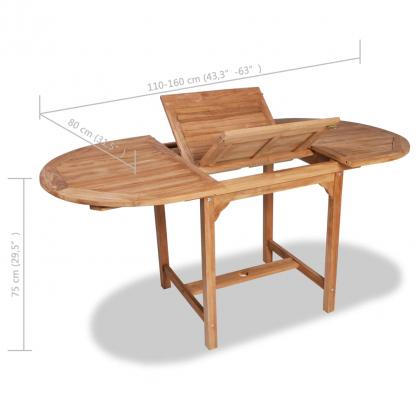 Spisebord til haven udtrkbart (110-160)x80x75cm massiv teaktr , hemmetshjarta.dk