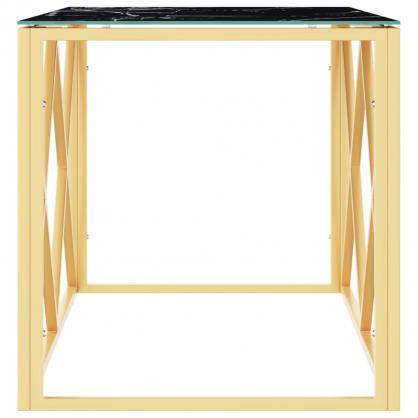 Sofabord rustfrit stl guld og hrdet glas 110x45x45 cm , hemmetshjarta.dk
