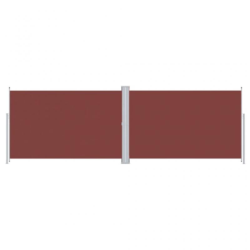 Udtrkkeligt sidemarkise til terrasse brun 220x600 cm dobbelt , hemmetshjarta.dk