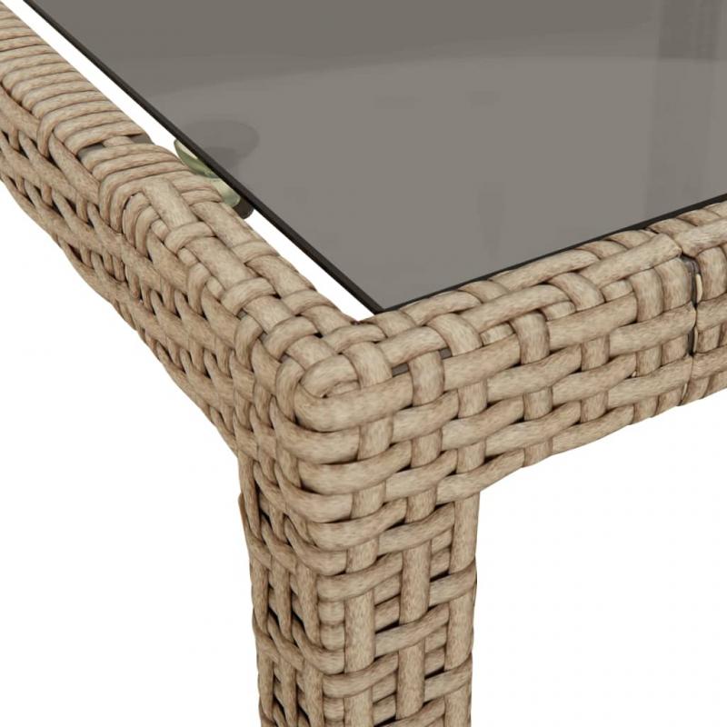 Spisebord til havehrdet glas 90x90x75 cm og syntetisk rattan beige , hemmetshjarta.dk