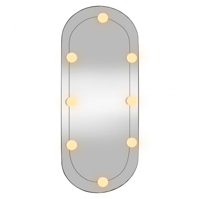 Vgspejl med LED belysning oval 35x80 cm glas oval , hemmetshjarta.dk
