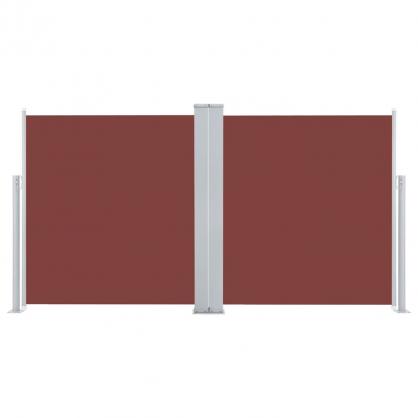 Udtrkkeligt sidemarkise til terrasse brun 100x600 cm dobbelt , hemmetshjarta.dk