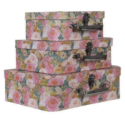 Dekorativ kuffert opbevaringsboks Pink 3-pack 30x22x10/25x19x9/20x16x8 , hemmetshjarta.dk