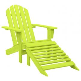 Adirondack stol med fodskammel massiv grantræ grøn , hemmetshjarta.dk