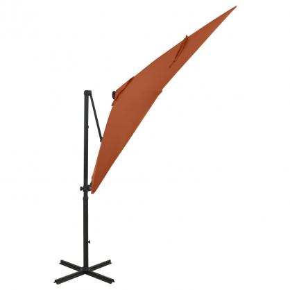 Frithngende parasol med stang og LED terracotta 250 cm , hemmetshjarta.dk