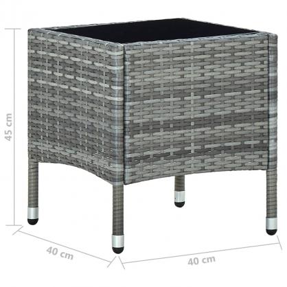 Bord til have med glasplade 40x40x45 cm gr syntetisk rattan , hemmetshjarta.dk