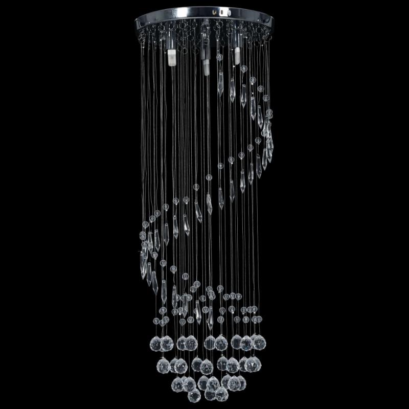 Loftslampe med krystal perler slv spiral G9 , hemmetshjarta.dk