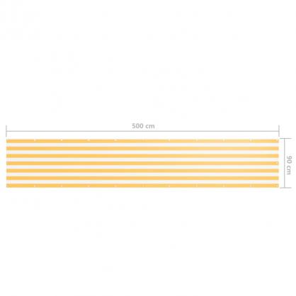 Balkonskrm hvid og gul 90x500 cm oxford stof , hemmetshjarta.dk
