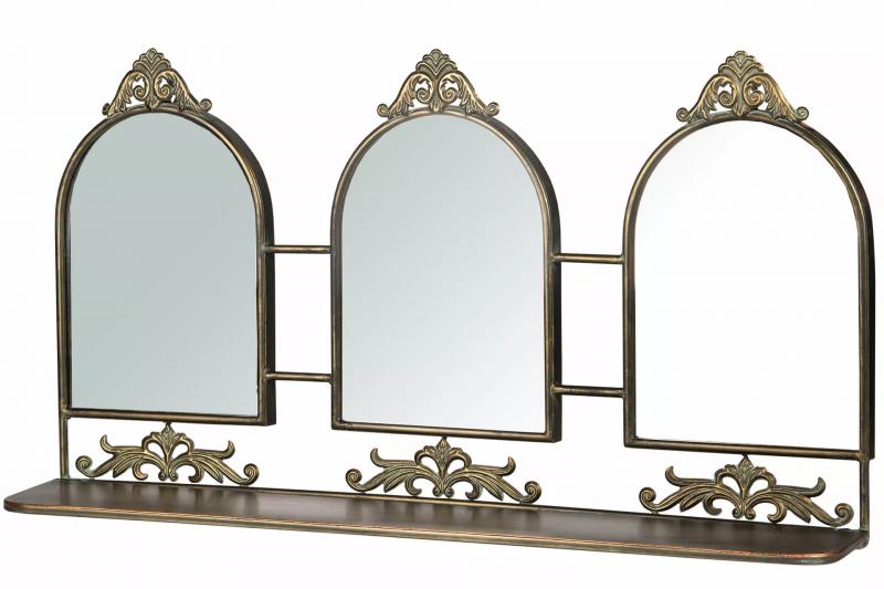 A Lot Dekoration - Spejl Triple Antik Messing 73x14x38,5cm , hemmetshjarta.dk
