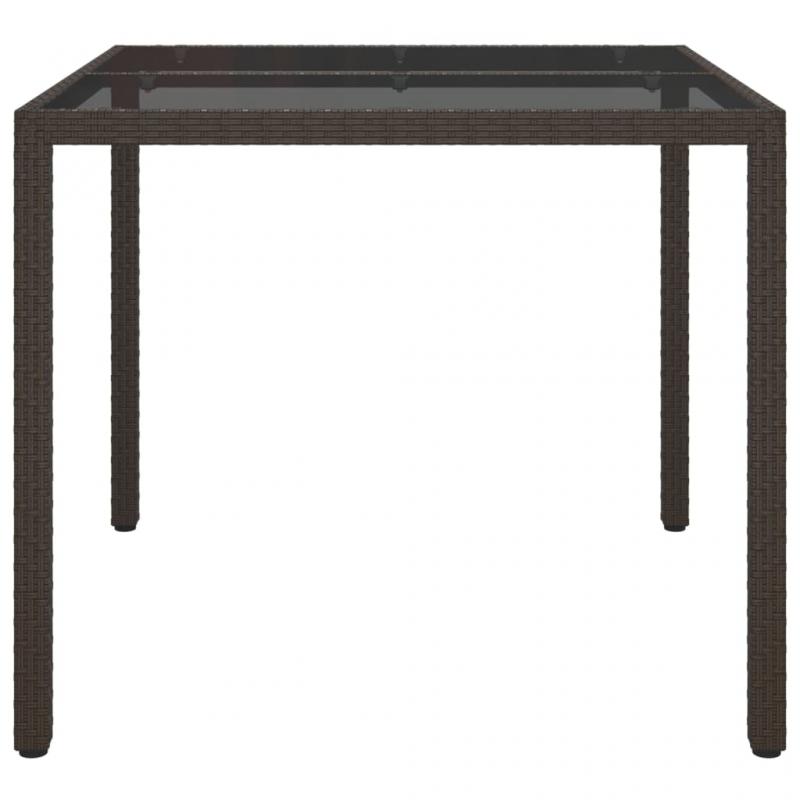 Spisebord til havehrdet glas 90x90x75 cm og kunstrattan brun , hemmetshjarta.dk