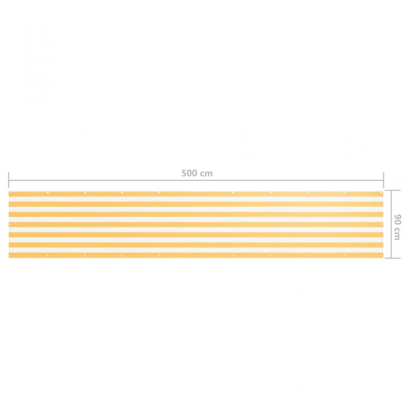 Balkonskrm hvid og gul 90x500 cm oxford stof , hemmetshjarta.dk